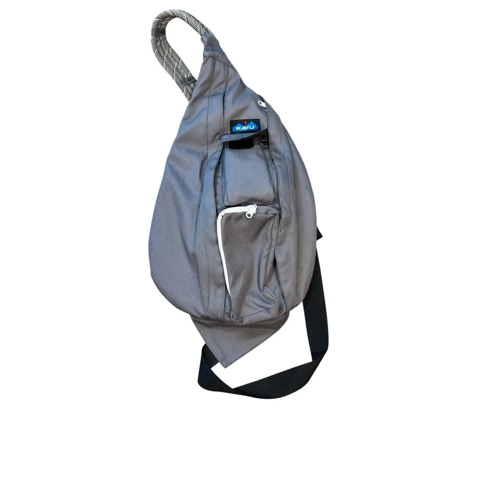 KAVU Rope Bag Sling Backpack Gray Canvas Crossbody Shoulder Bag One Size